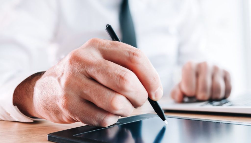 The professional uses esignature authentication.