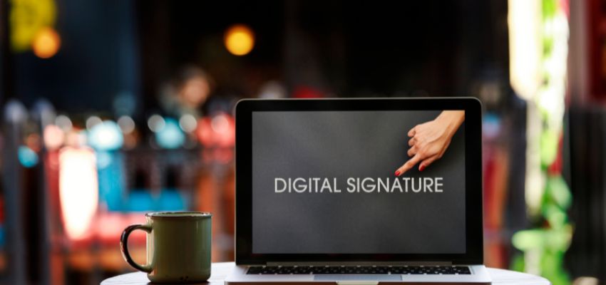 Digital signatures use cryptographic algorithms to verify the authenticity of documents and the signer’s identity.