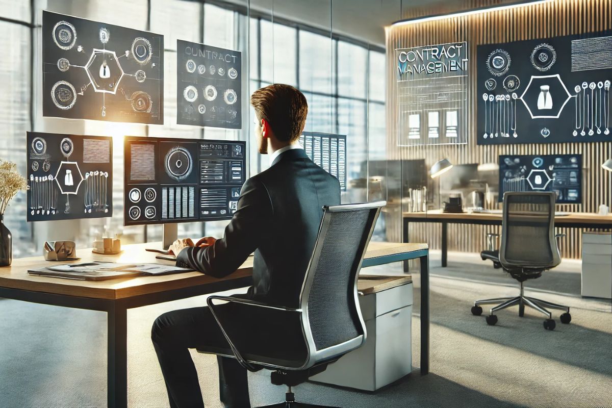 The employee uses a contract automation tool to manage the company's contracts.