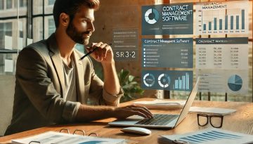 The man is using contract management software for nonprofits.