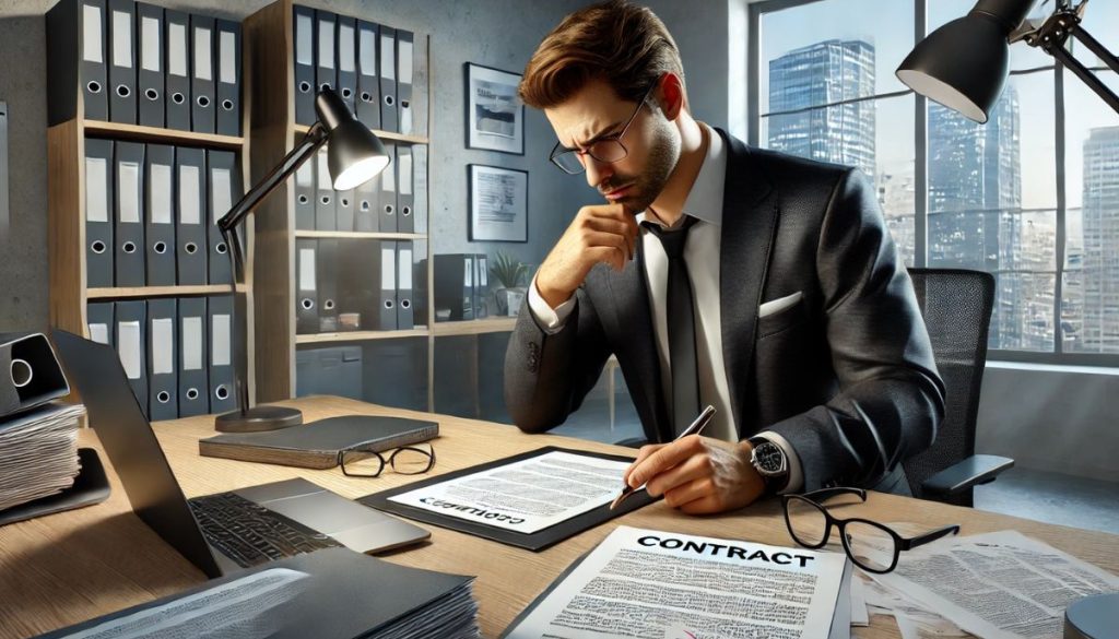 The employee is upset because of the mistakes he made in contract management.