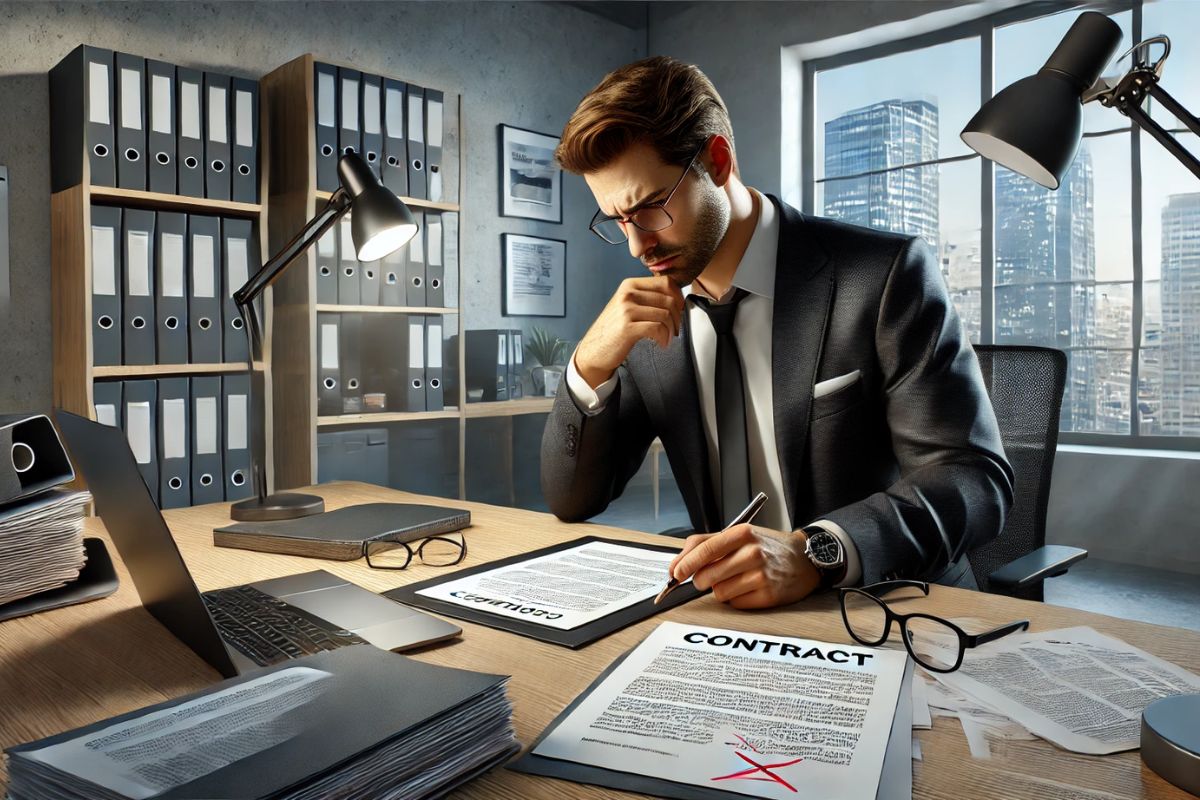 The employee is upset because of the mistakes he made in contract management.