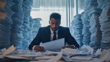 The man was stressed about the contracts he needed to read and sign.