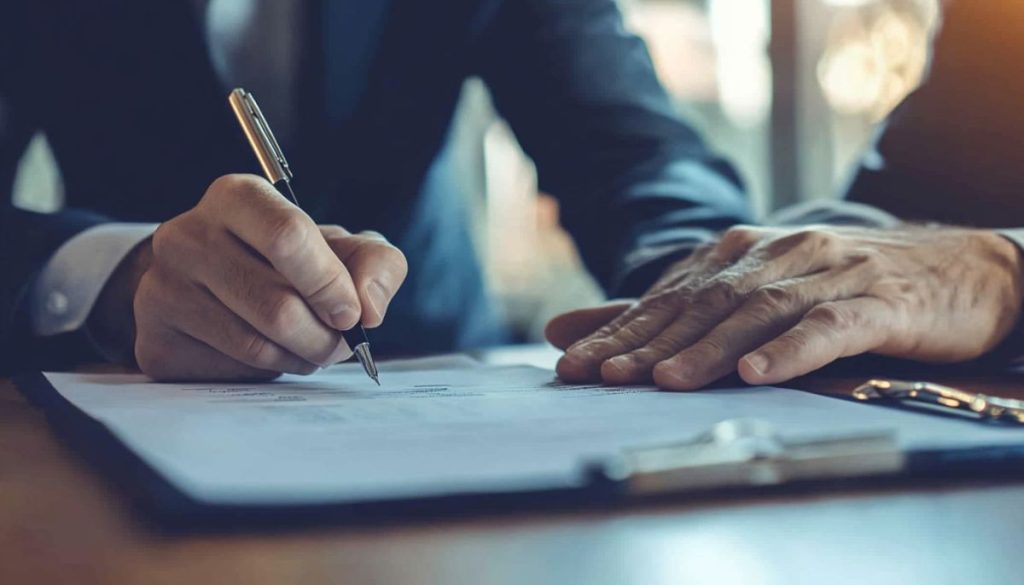 The man uses AI to create the contract.