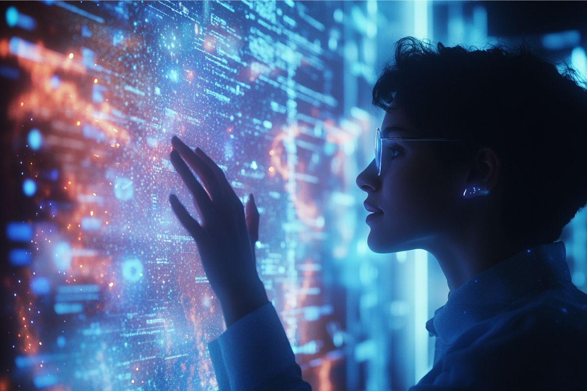 The woman is impressed with how AI is helping businesses.