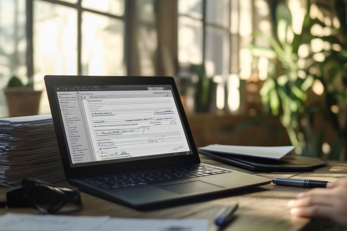 The employee is using electronic signature software.