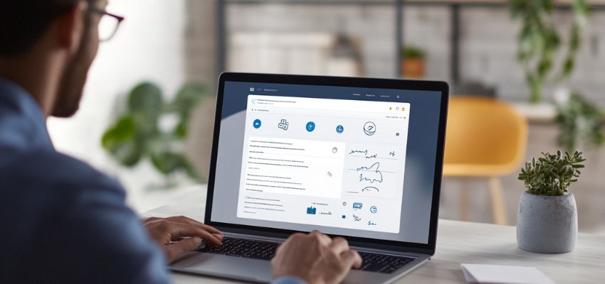 The man is using electronic signature software.