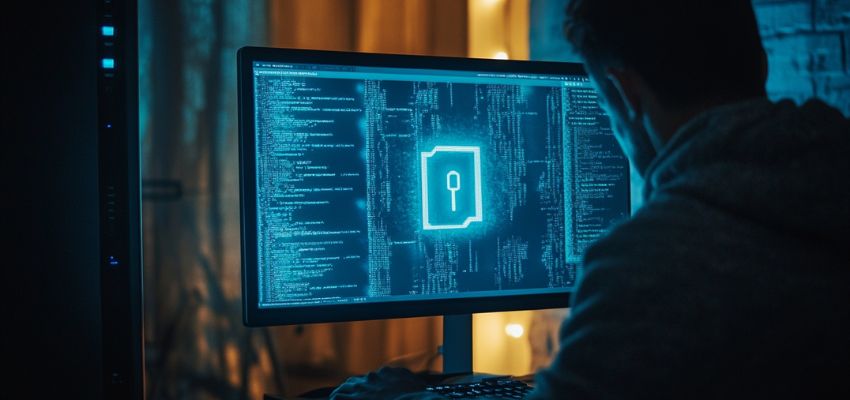 The man ensures that the encryption protocols have no errors to ensure the smooth performance of a digital signature.