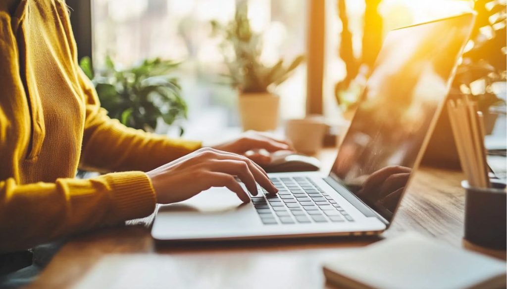 woman working on a document and adding a qualified electronic signature
