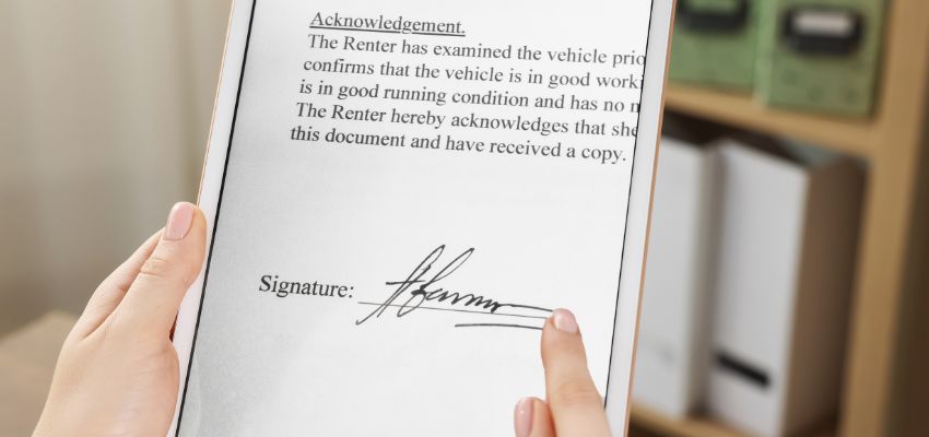 A document with an encrypted signature.