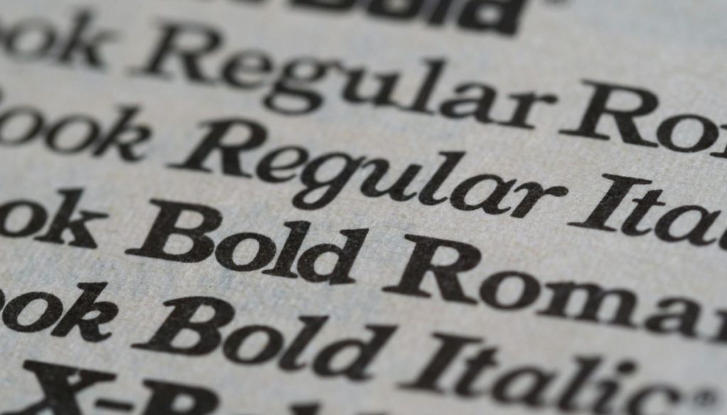 The image shows different word fonts.
