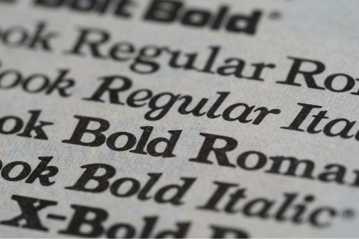 The image shows different word fonts.
