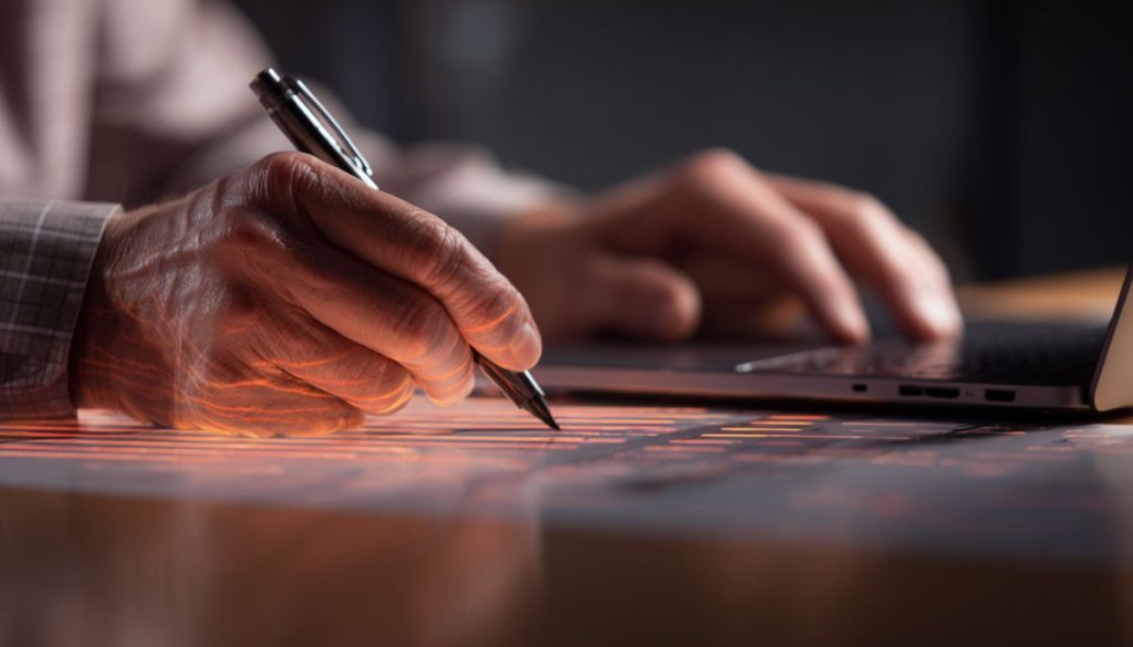 The man uses digital signing tools for his business.